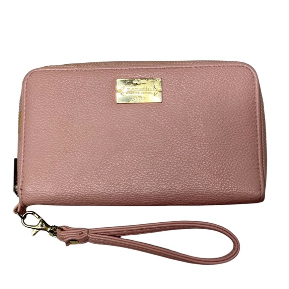 Nanette Lepore Handbags - Nanette Lepore Wristlet Wallet Light Pink Vegan Leather Zip Around